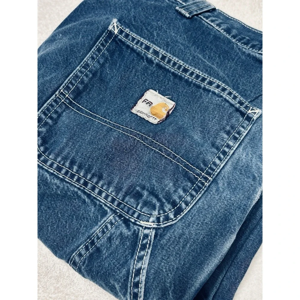 CARHARTT FR FLAME/FIRE RESISTANT BLUE JEANS MENS 44x32 SEE PICTURES WORK CARGO